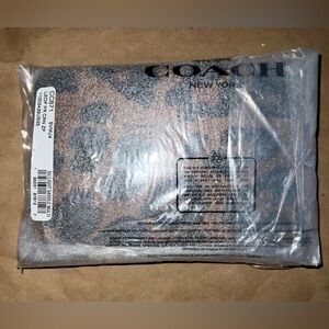 COACH Corner Zip Wristlet Wallet In Leopard Print Silver/Light Saddle CC871 New!